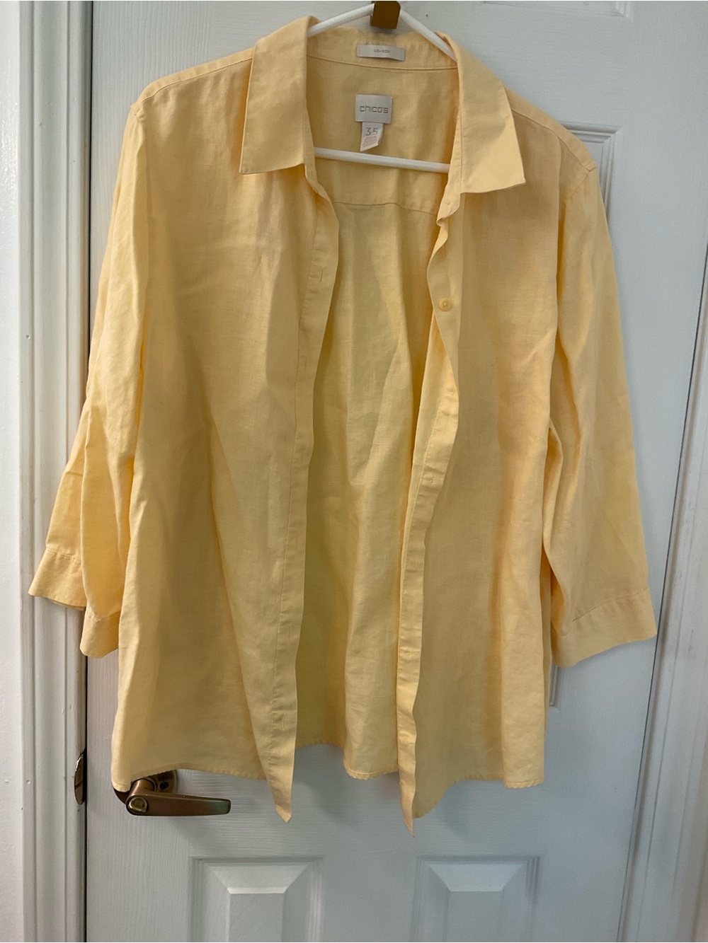 Linen Chico's No-Iron Linen Shirt Pale Yellow 23” by 25”